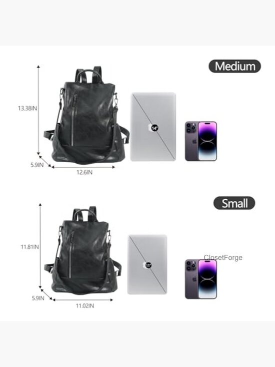 Small Vegan Leather Anti-theft Backpack Purse 3-Way Wear Travel Satchel